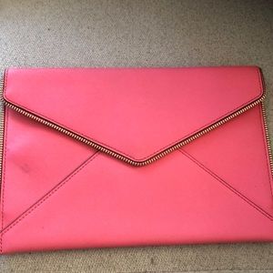 Rebecca Minkoff Leo Clutch Pink Gold Zipper
